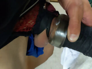 My stiff boner slides into my penis pump so eagerly