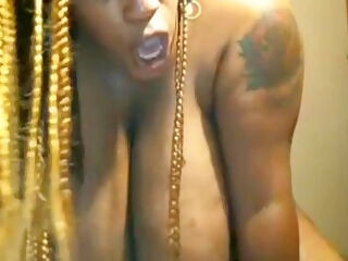 Black Bbw With Huge Tits Goes Crazy On Dildo, Screaming