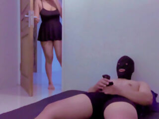 Catch my lewd stepbrother masturbating again wearing my underwear taken from the clothesline